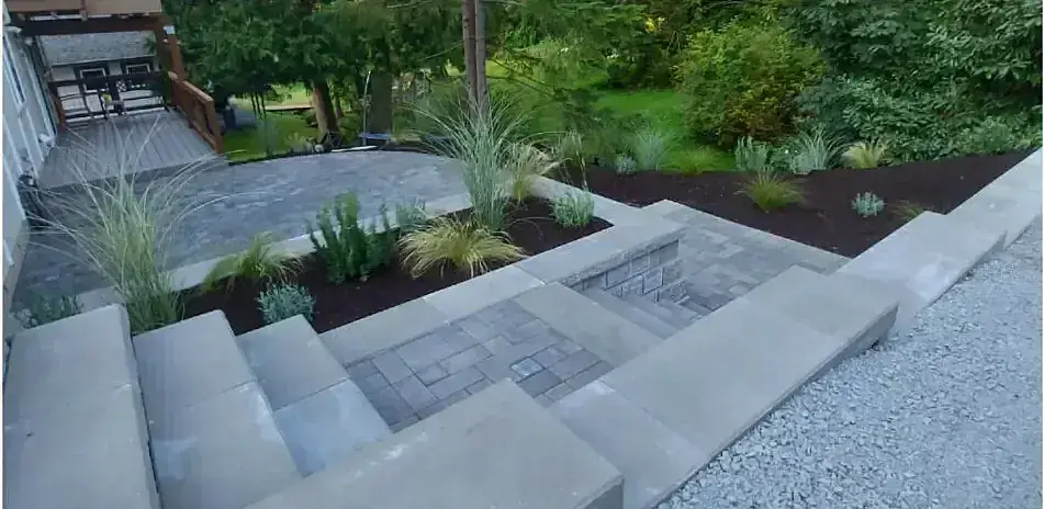 Rebuilt stone steps with proper foundation