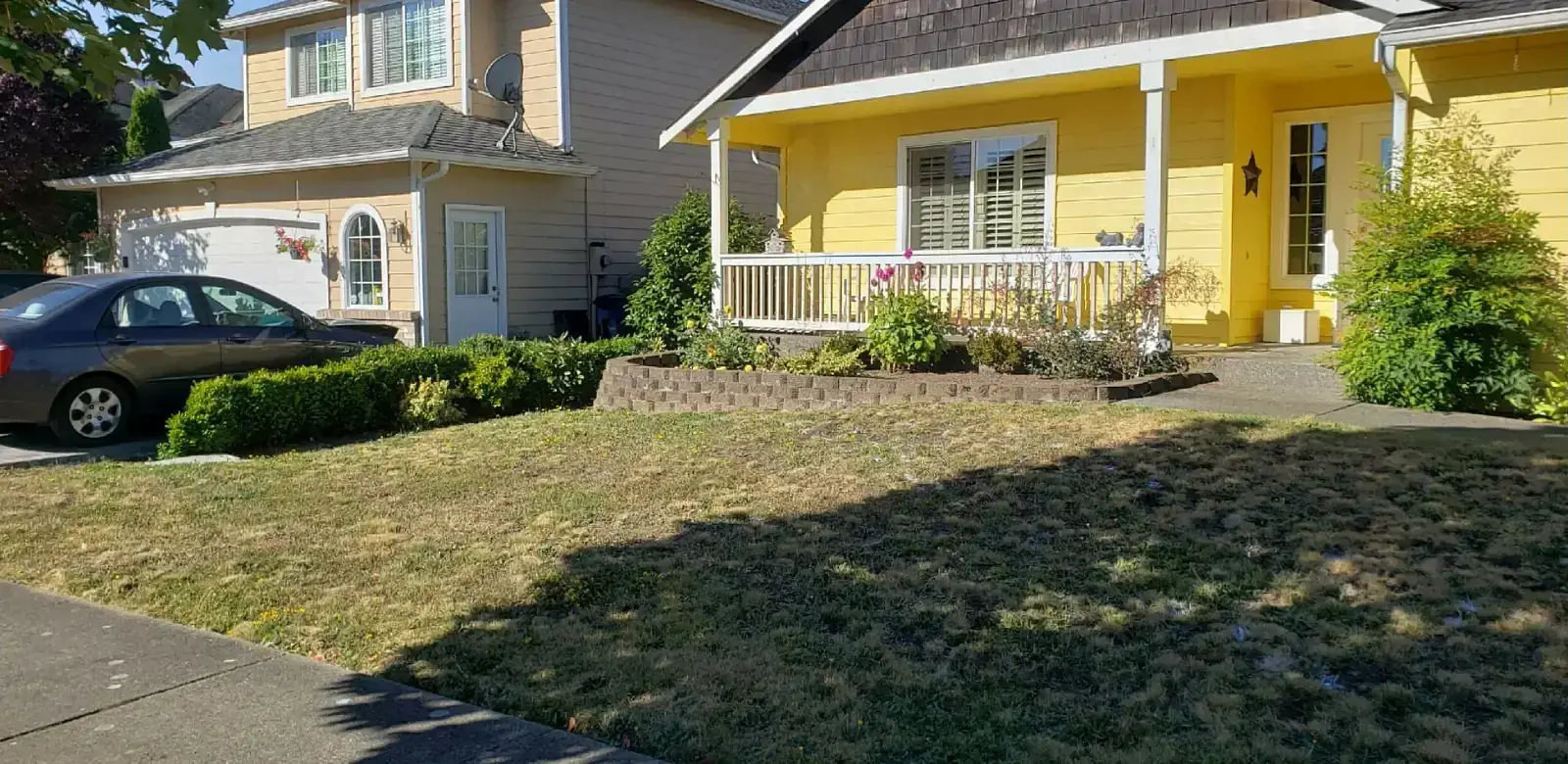 Before: Weathered house exterior and siding