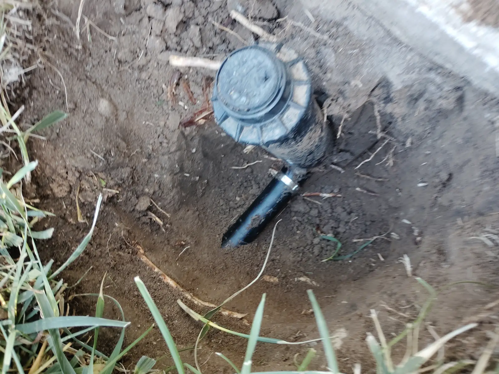 Exposed sprinkler body connected via swing joint and barbed fitting with hose clamp