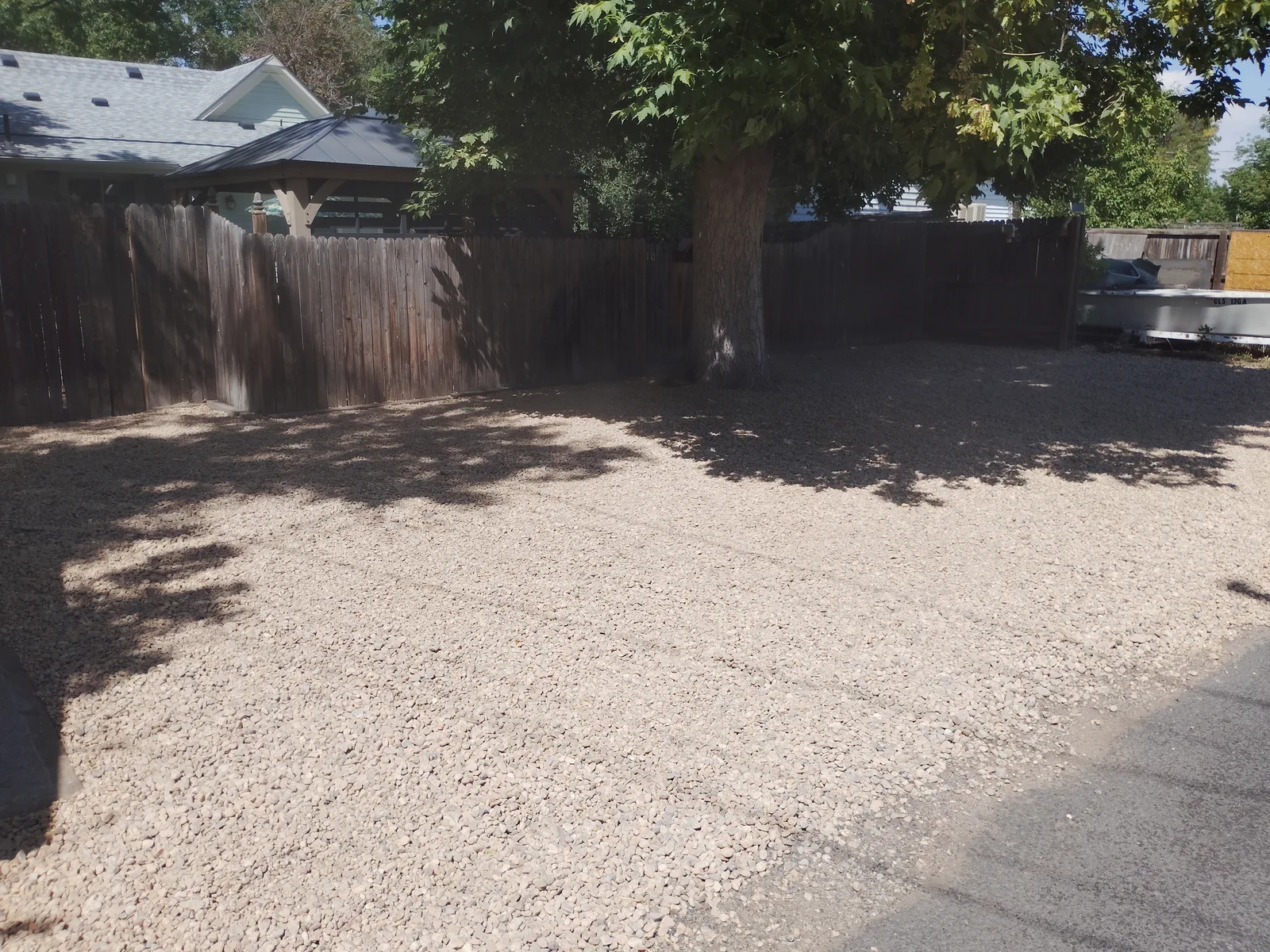 Finished river rock parking area