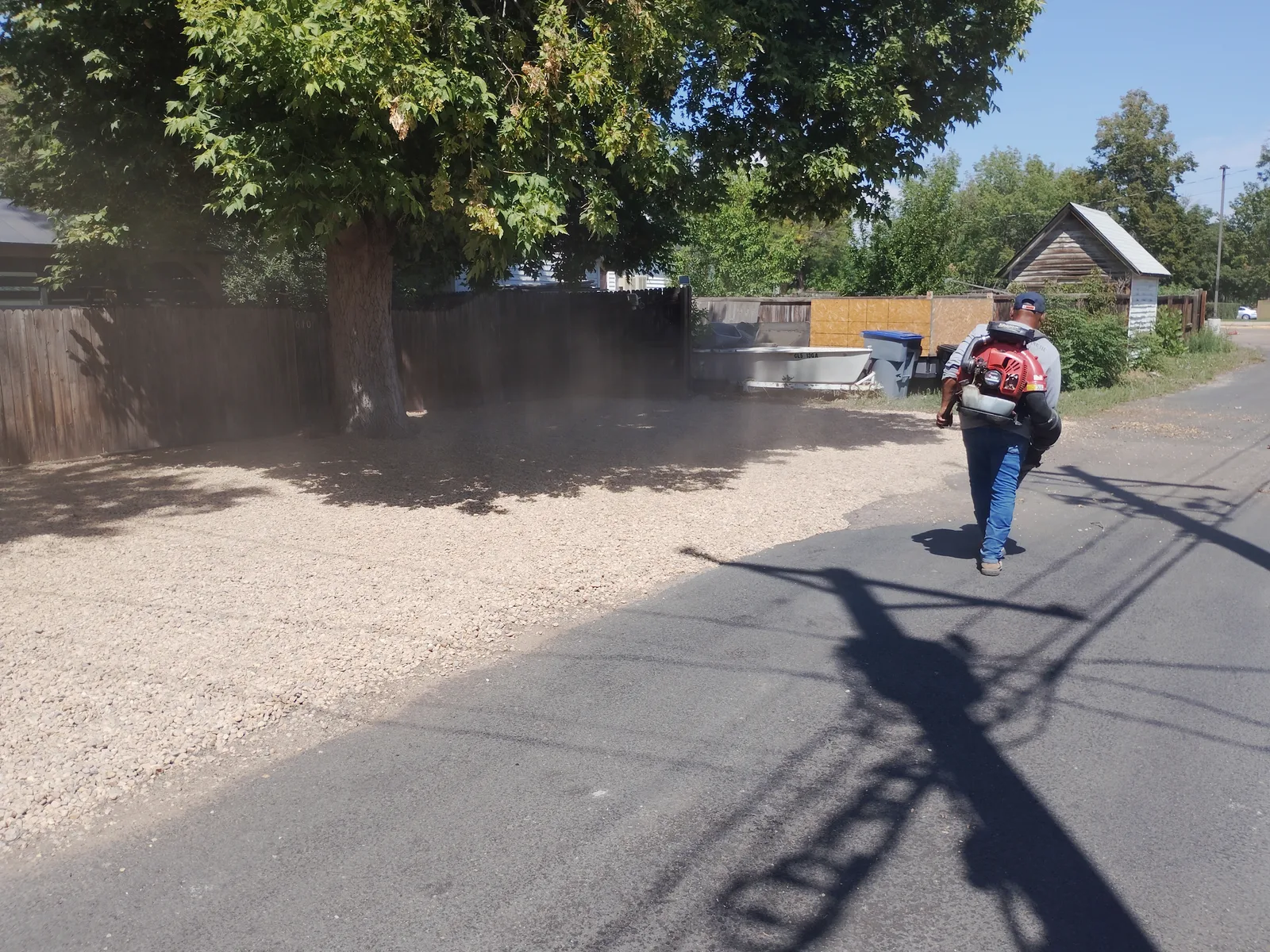 Crew preparing the site for river rock